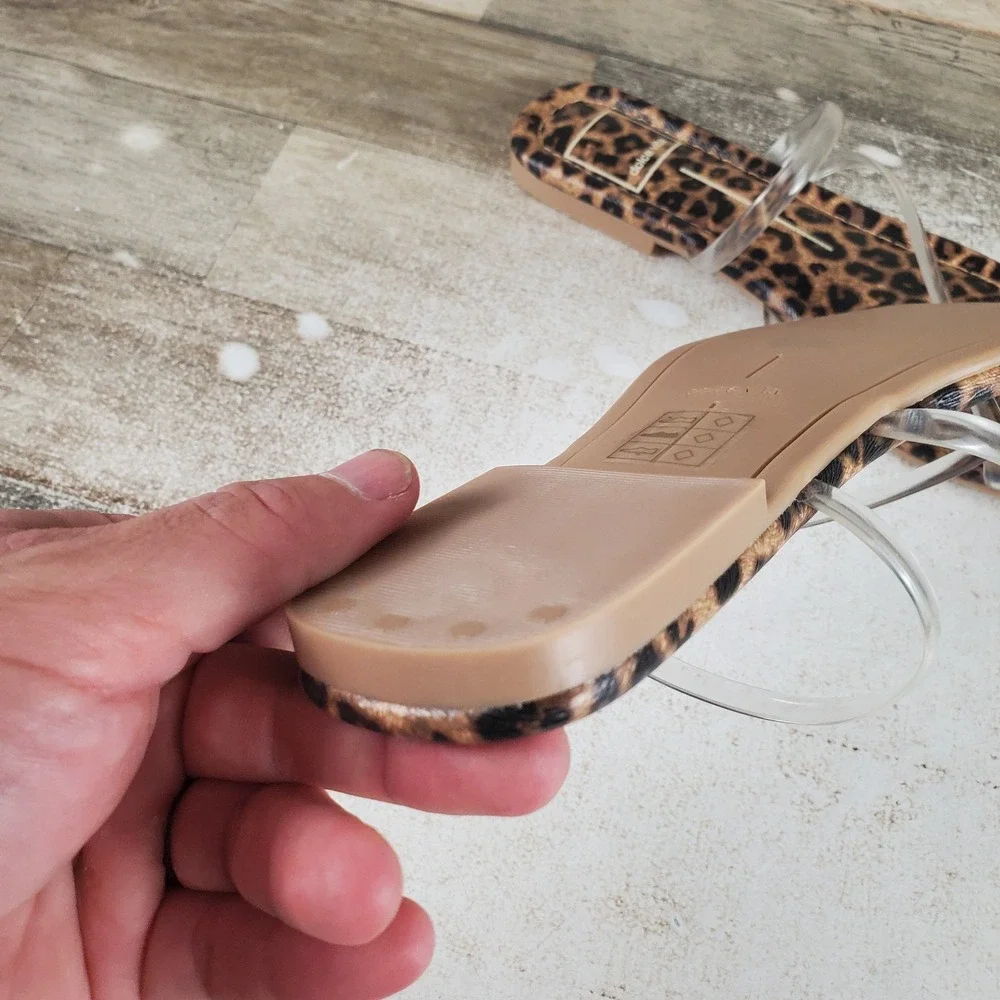 Dolce Vita Leanna Leopard Sandals Womens Sz 7.5 Clear Transparent